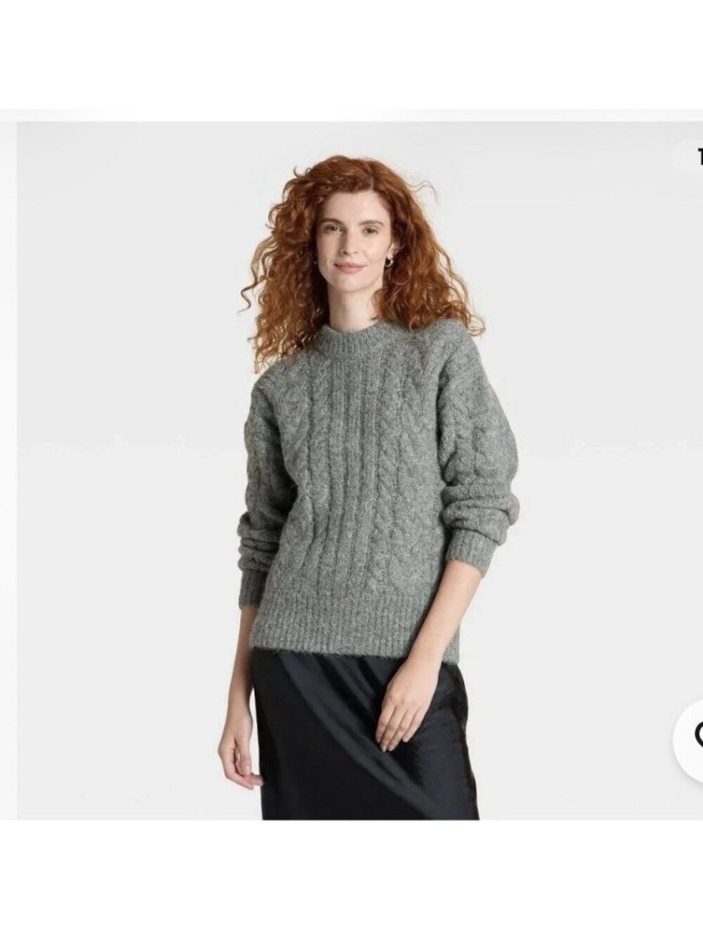 M Women's Long Sleeve Cabled Tunic Sweater - A New Day